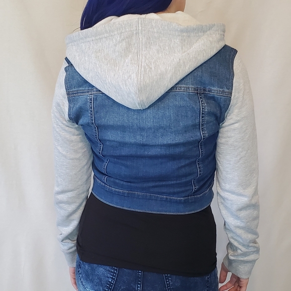 Denim Hooded sweater Jacket - Picture 5 of 5